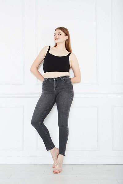 cracpot Smoked Wide Size Lycra High Waist Jeans