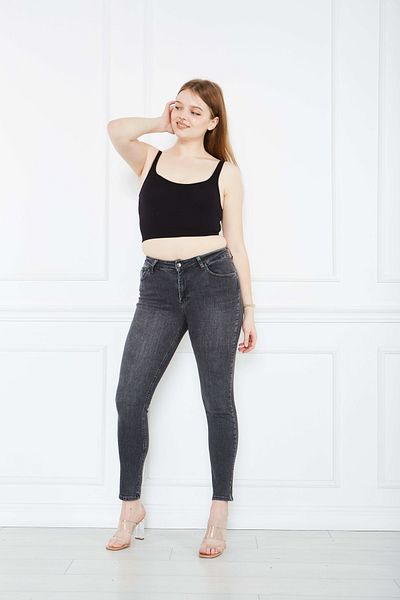 cracpot Smoked Wide Size Lycra High Waist Jeans