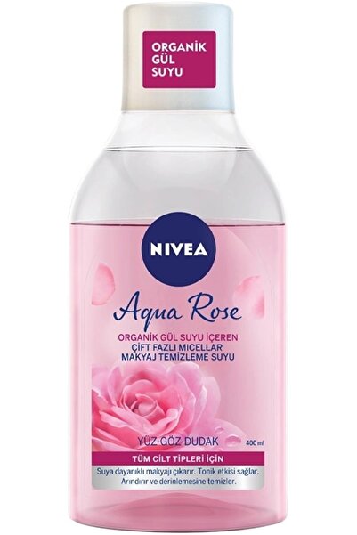 NIVEA Aqua Rose Organik Gül Suyu Içeren Çift Fazlı Temizleme Suyu 400 Ml x2