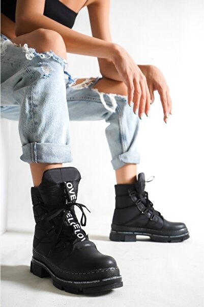 KYC Adriana Bağcıklı Paraşüt Kumaş Su Geçirmez Kadın Bot Taban Yüksekliği 3 C...