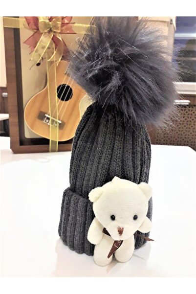 eleven market Дитяча шапка з плюшевим ведмедиком і помпоном