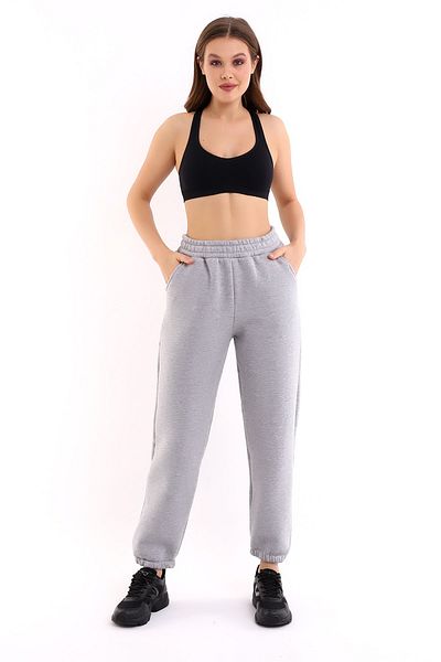 winmoda Γκρι αθλητική φόρμα Jogger - Ψηλόμεση - Ράστερ 3 κλωστών