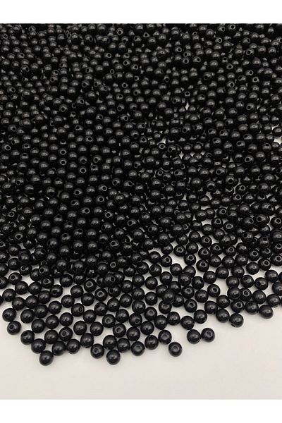 Hedef Bijuteri 50gr 6mm Black Color Luxury / Luxury Coated Plastic Pearl Beads, Jewelry Making Beads (50gr,~480 Pieces)