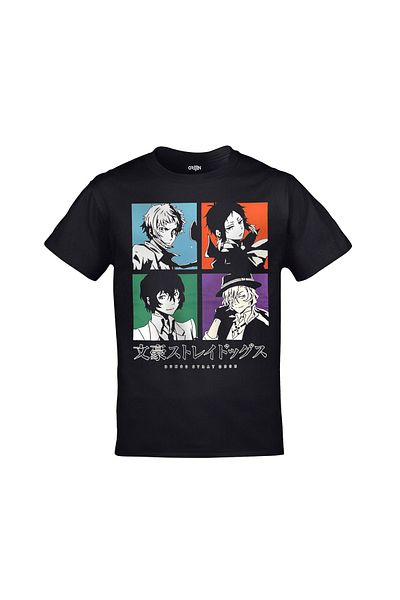 Orijin Tekstil Μαύρο μπλουζάκι Unisex με χαρακτήρες Bungo Stray Dogs