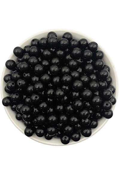 Hedef Bijuteri 100 جرام 10 ملم أسود اللون فاخر / فاخر حبات اللؤلؤ البلاستيكية...