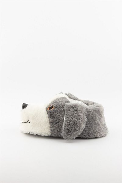 AkınalBella Unisex Grey Dog Slippers Παπούτσια για το σπίτι