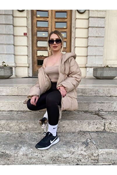 La Querta Γυναικείο παλτό μεγάλου μεγέθους διπλής τσέπης με κουκούλα