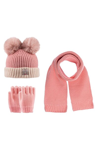 Kitti 12-36 Ay Kız Bebek Atkı Bere Eldiven Takımı, 3 Lü Set