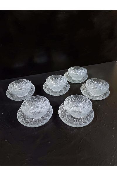 Zeryas Home Crystal Plate and Bowl Set 12 Piece Set - Snack Bowl & Cake & Presentation