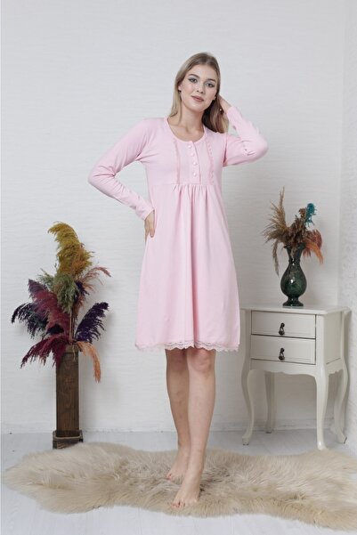 Semm Mix ثوب نوم قطني بتفاصيل دانتيل