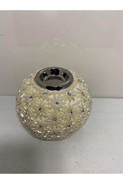 Genel Markalar Papatya Taşlı Polyester Yuvarlak Mumluk