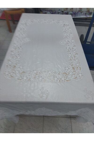 CLK Home مفرش طاولة من القماش الزيتي باللون الأبيض من مادة PVC