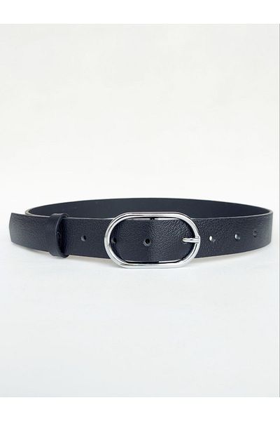 Kemerix 100% Genuine Leather Women's Belt with Silver Buckle