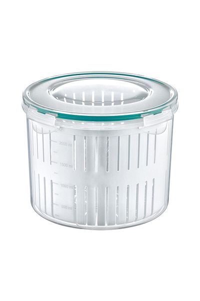 IRAK PLASTİK Fresh Box Deep Round Storage Container with Strainer