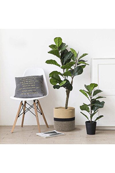 MaVaux Dekoratif Jüt Saplı Hasır Sepet Saksı 25cm X 25 Cm, Jüt Bej Saksılık, ...