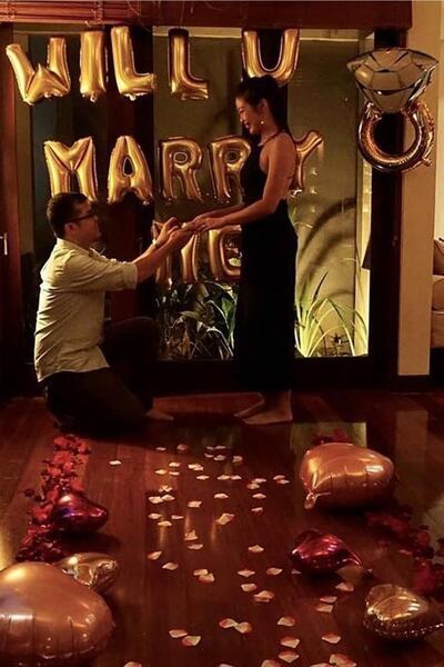 MFM Set de baloane din folie de aur pentru petrecere Will You Marry Me