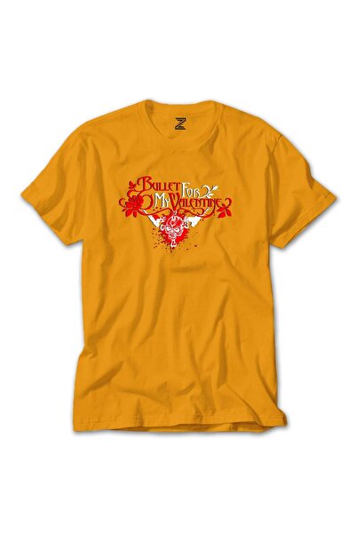 Z zepplin Κλασικό κίτρινο μπλουζάκι Bullet Gor My Valentine Skull