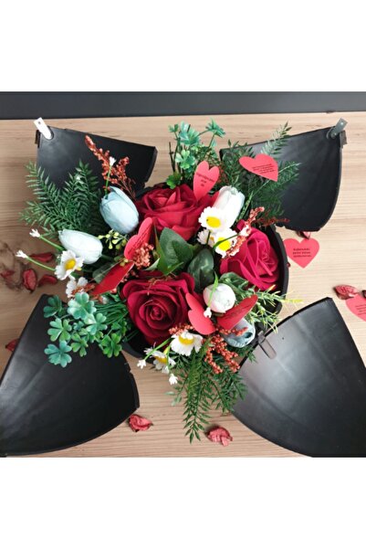 RUSTİKEVDECORART Süpriz Hediye Kutusu Fitilli Patlayan Hediye El Bombası Hazır Hediye Kutusu Çiçekli