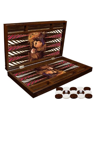 Miajima Trendy Backgammon Set with Oversized Checker Box