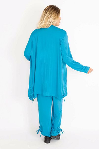 Şans Costum cu pantaloni cardigan cu cravată laterală albastră de marime mare pentru femei 65n34906