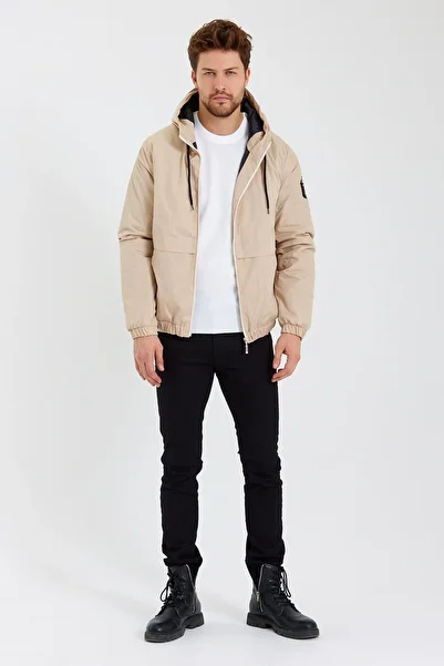 Minharir Beige Wind and Waterproof Quilted Raincoat