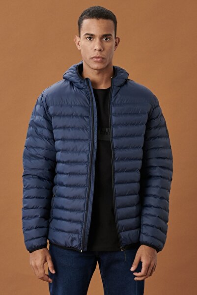 AC&Co / Altınyıldız Classics Pánský ležérní kabát v námořnické modré Standard Fit Ultra Light Proof Cold Proof