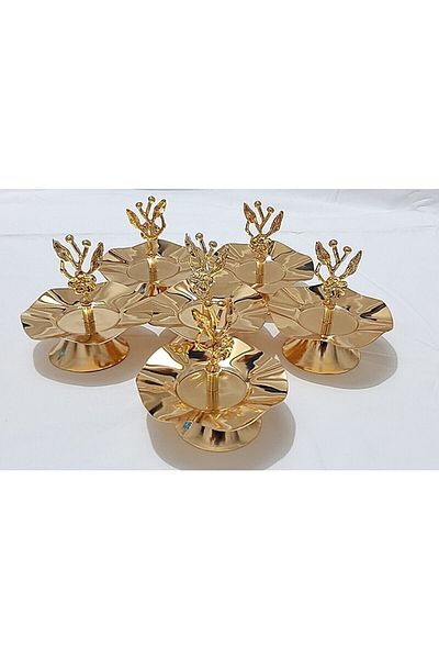 Home & Home Turkish Delight Bowl, Presentation Bowl, Catering Gold Brown Side 6 Pieces
