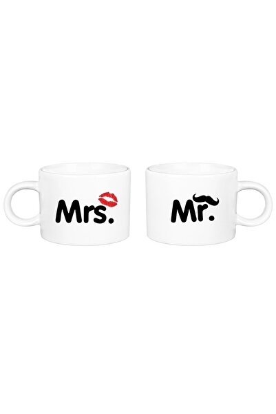 Öz Kupa Mr. Mrs. Çift Sevgili Aşk Evli Kanka Ikili 2'li Porselen Motto Fincan