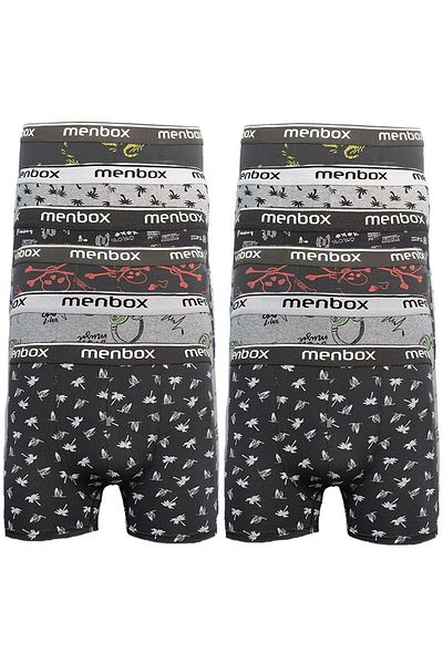 menbox style Πακέτο 12 ανδρικών μπόξερ Lycra μικτού σχεδίου