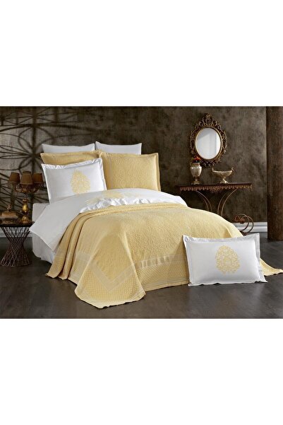 Finezza Set de lenjerie de pat din bumbac brodat Pandora Jacquard, galben, 9 ...