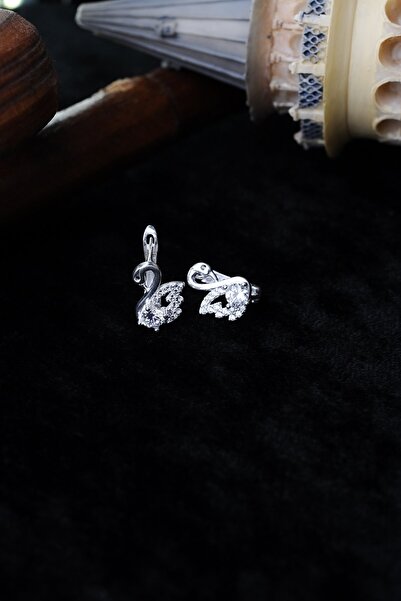 ENCİLİ SİLVER 925 Ayar Gümüş Taşlı Kuğu Model Çocuk J Küpe