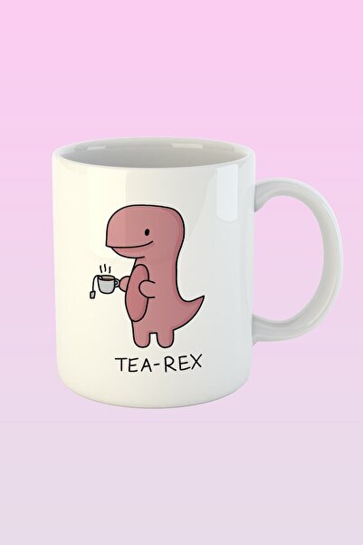 Öz Kupa Tea - Rex ~ Trex Sevimli Dinozor Baskılı Kupa Bardak