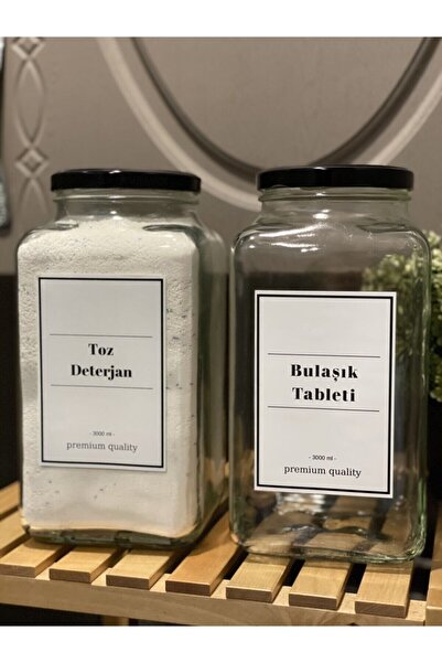 Lesia Home Toz Deterjan - Bulaşık Tableti Ikili Set 3000 ml Cam Kavanoz