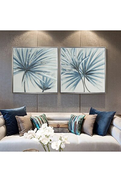 Markazip Gümüş Metal Çerçeveli 70x70cm Ikili Kanvas Tablo H60-k-g
