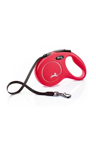 Flexi New Classic L Size Strip Collar Large 8 Meters Automatic Striped Dog Extension Red Max 50kg
