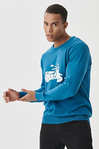 AC&Co / Altınyıldız Classics Ανδρικό πλεκτό πουλόβερ 100% βαμβακερό με μοτίβο με λαιμόκοψη με στάνταρ εφαρμογή