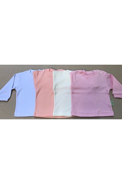 bebedino بلوزة أطفال بأكمام طويلة (عبوة مكونة من 4 قطع) (أبيض، وردي، كريمي، س...