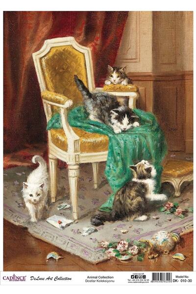 Cadence Dostlar Koleksiyonu Dk10 - Kediler Pirinç Dekopaj 30*42 Cm