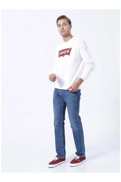 Levi's Λευκό ανδρικό φούτερ με λαιμόκοψη