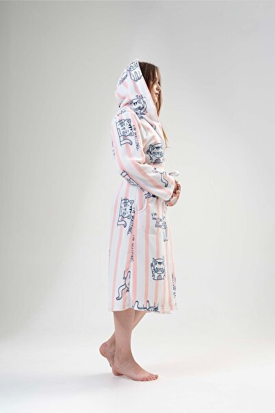 VİENETTA 203184-0221 Hooded Polar Pink Dressing Gown