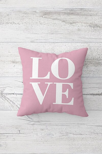 Fortuna Love Written and Floral Combination Hidden Zippered Throw Pillow Cover Sofa Pillow Cover Set (4 Pieces)