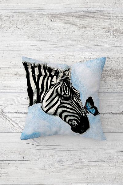 on the clouds Zebra and Butterfly Patterned Concealed Zippered Throw Pillow Cover Sofa Pillow Cover Set (4pcs)