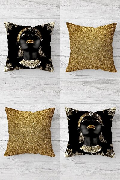 Pelangi المرأة الأفريقية والترتر الذهبي نمط مخفي انغلق رمي غطاء وسادة مقعد وس...