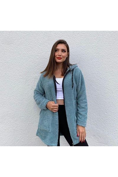 İkmal Plush Tunic Zippered Cardigan