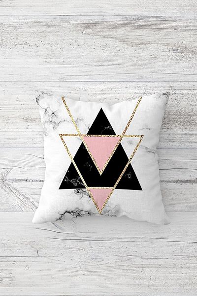 linazaitun Geometric Triangle Patterned Hidden Zippered Throw Pillow Cover Sofa Pillow Cover Set (4pcs)