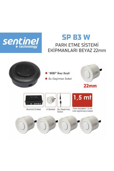 BTM OTOMOTİV Sentinel Ses Ikazlı Araç Park Sensörü Araç Park Asistanı Beyaz