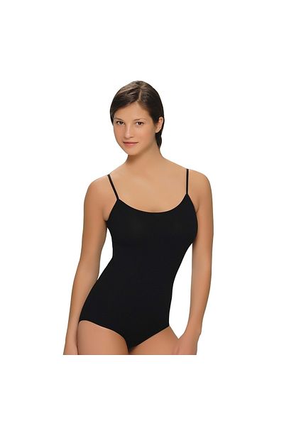 Belinay Body cu snap cu curele din bumbac modal negru pentru femei