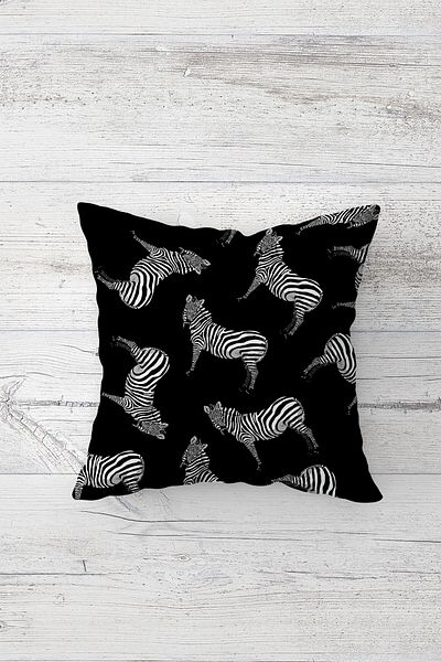 Latibule Zebra And Zebra Striped Combination Hidden Zippered Throw Pillow Cover Seat Pillow Cover Set(4pcs)