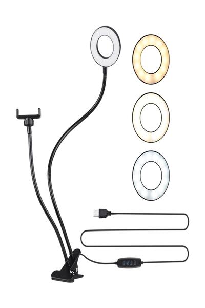 gaman Youtuber, Influencer Ayarlanabilir Işıklı, Canlı Yayın, Video Kayıt Işığı 3 Renk Telefon Tutucu