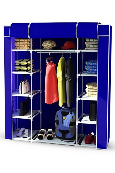 RUSTİKEVDECORART Çift Yandan Raflı Çok Amaçlı Bez Dolap Süper Ürün Gardırop Elbise Ayakkabı Dolabı Bez Dolap